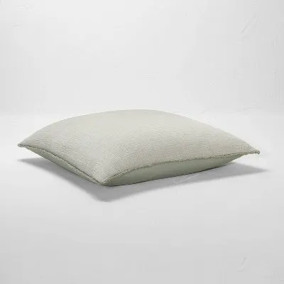 New - Euro Textured Chambray Cotton Pillow Sham Sage Green - Casaluna