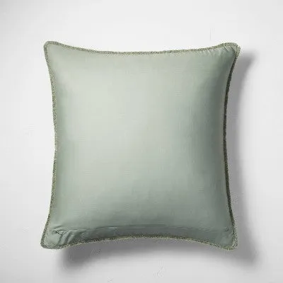 New - Euro Textured Chambray Cotton Pillow Sham Sage Green - Casaluna