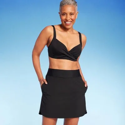 New - Lands' End Women's UPF 50 Swim Skort - Black XL