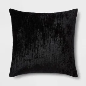 New - Oversized Velvet Rib Textured Square Throw Pillow Black - Threshold