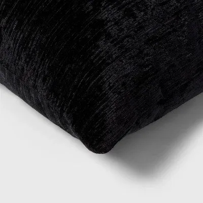 New - Oversized Velvet Rib Textured Square Throw Pillow Black - Threshold