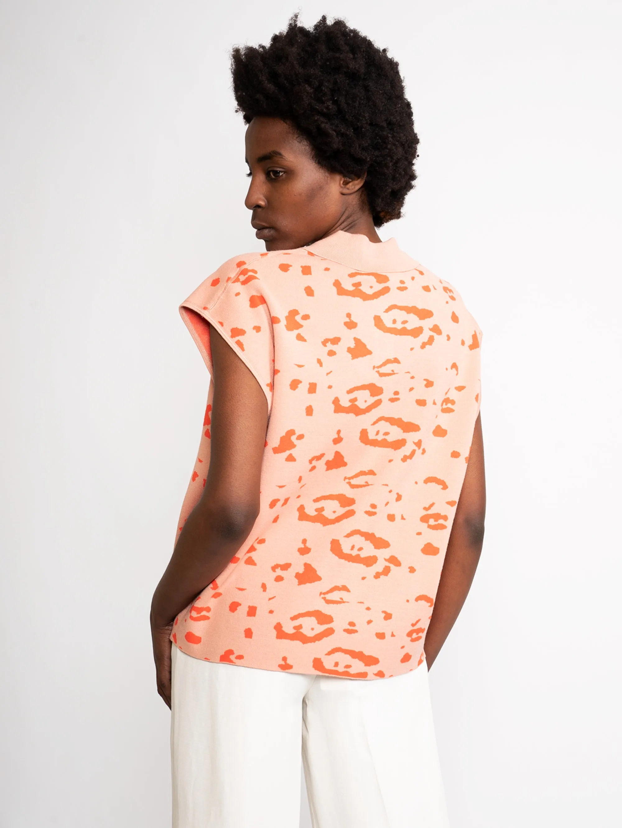 Polo con Stampa Animalier Arancione