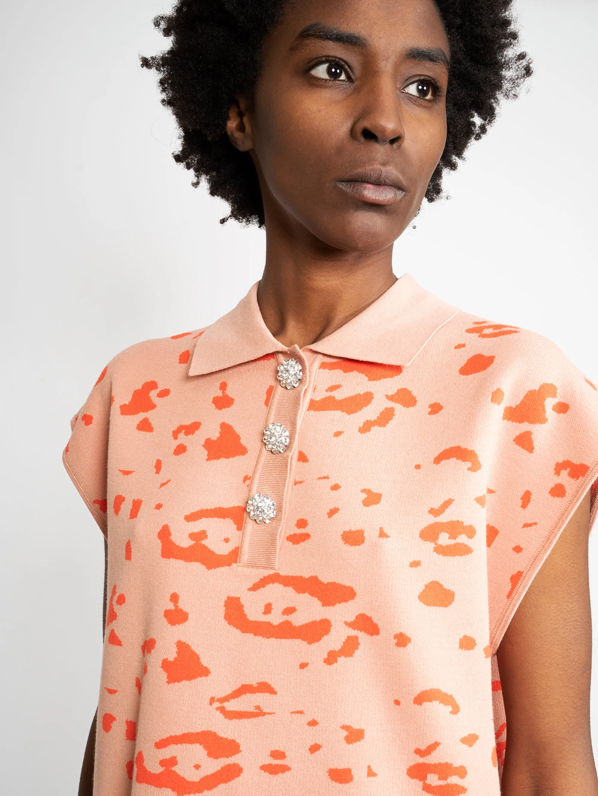 Polo con Stampa Animalier Arancione