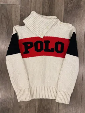 Polo Ralph Lauren Knit Sweater Fits Youth 6 White Pullover Sweatshirt