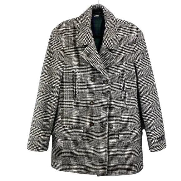 Ralph Lauren Mens Wool Blend Double Breasted Plaid Coat Size 36