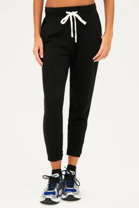 Reena 7/8 Fleece Sweatpant Black/Off White