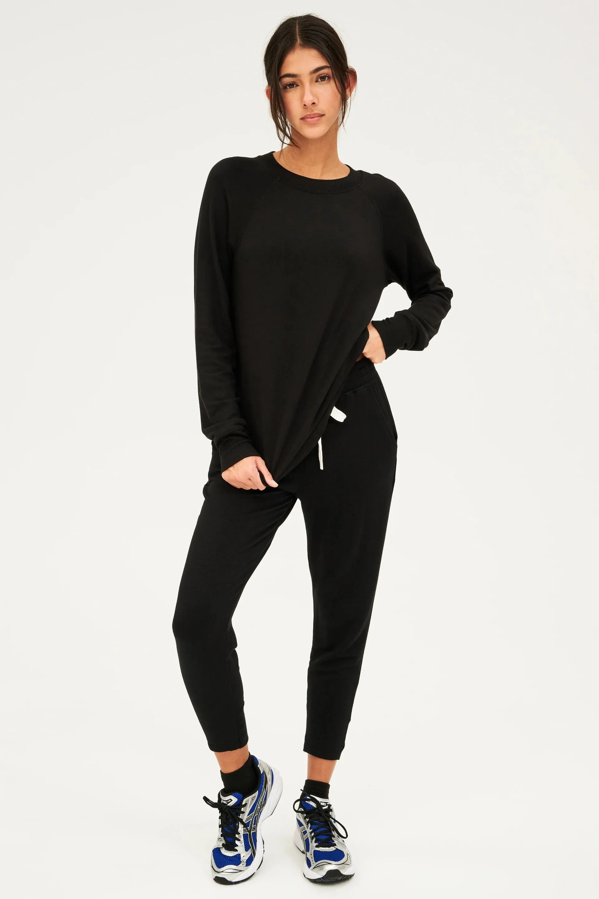 Reena 7/8 Fleece Sweatpant Black/Off White