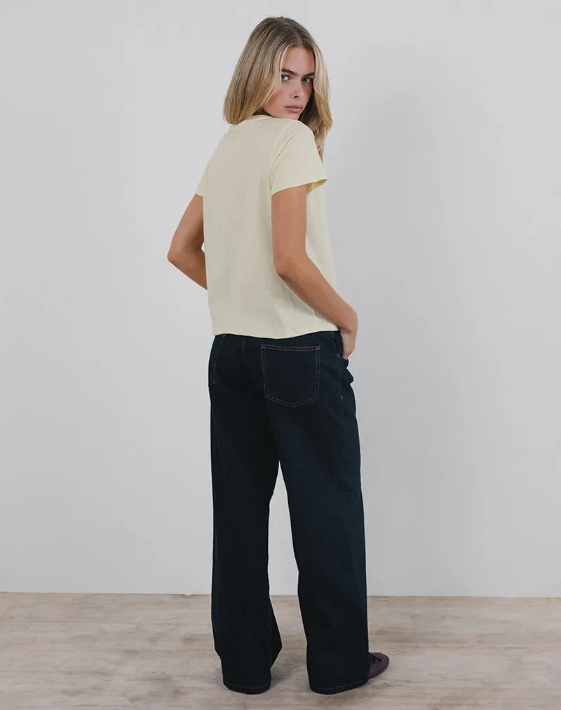 Saki Tee in Buttermilk with Cherry Wine Print