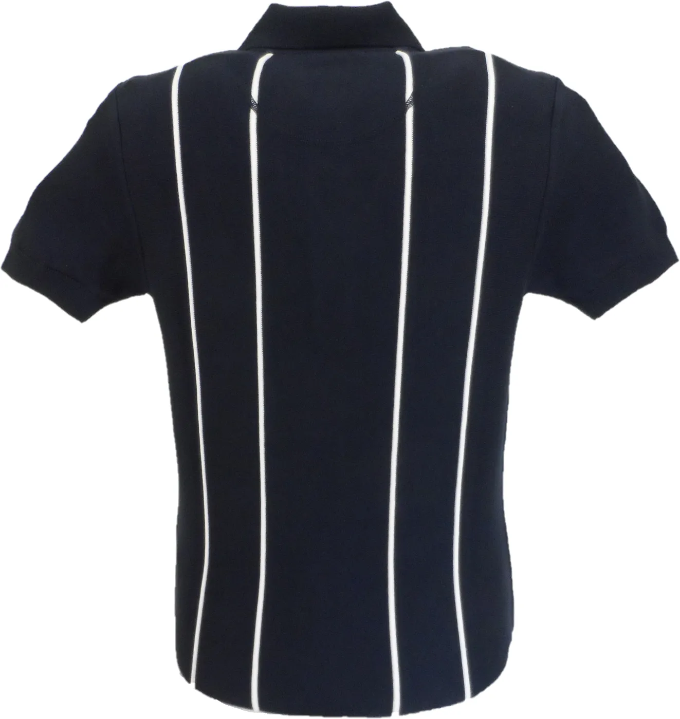 Trojan Mens Navy Blue Raised Stripe Knitted Polo Shirt