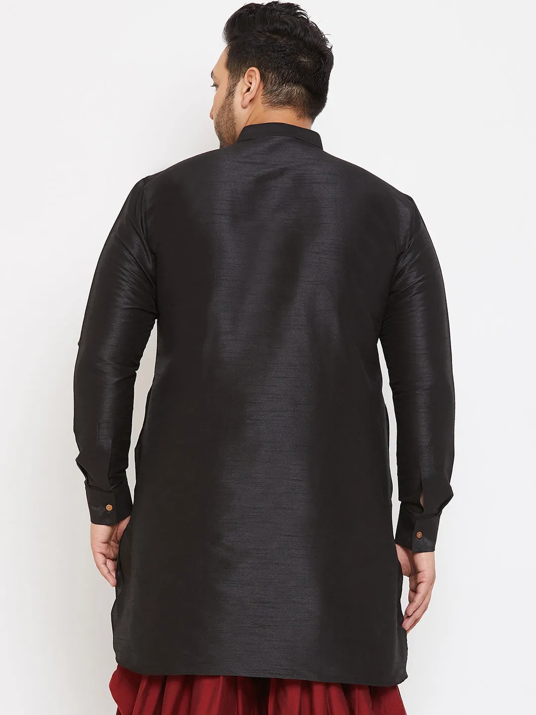 VASTRAMAY Black Silk Blend Men's Kurta