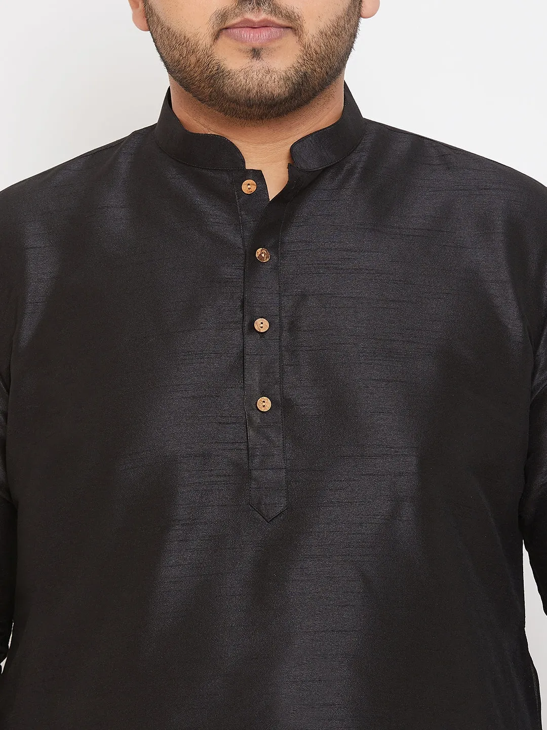 VASTRAMAY Black Silk Blend Men's Kurta