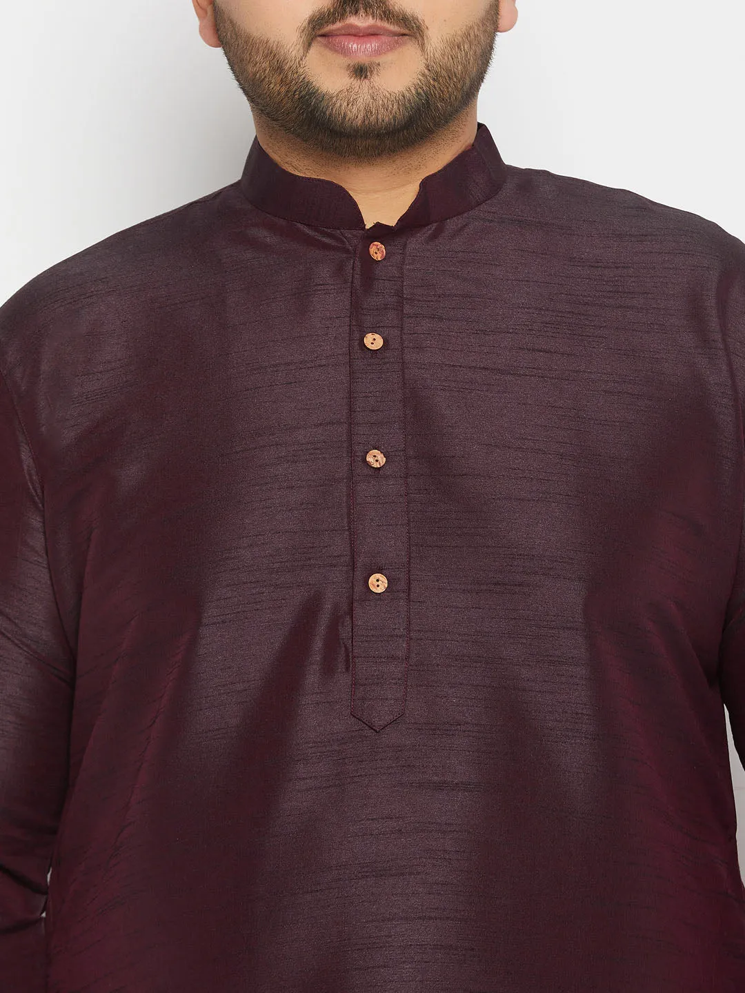 VASTRAMAY Burgundy Silk Blend Kurta Set