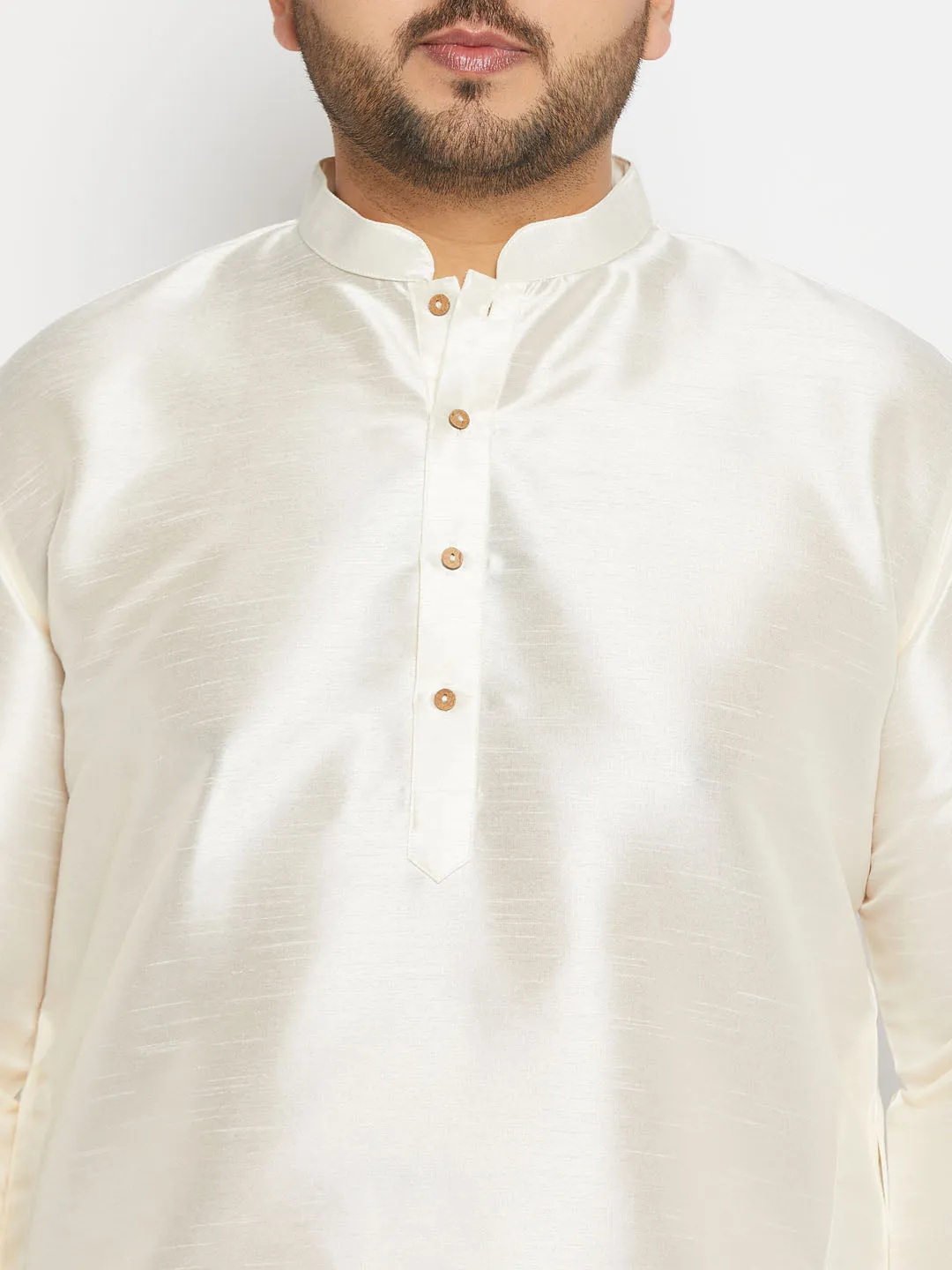 VASTRAMAY Cream Silk Blend Kurta Set