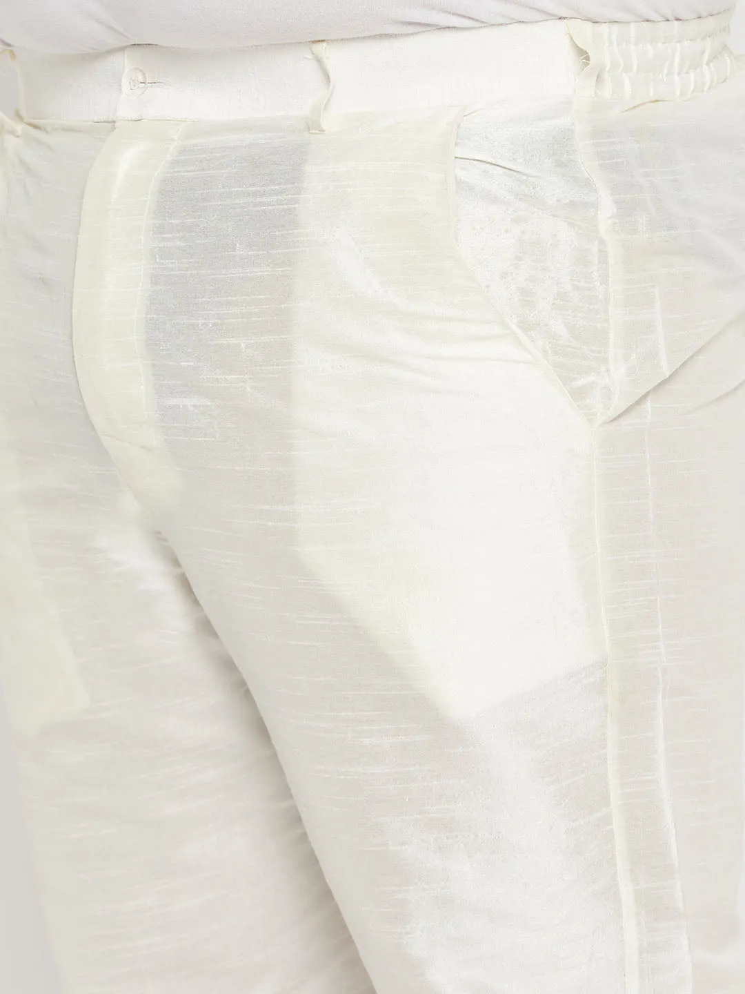 VASTRAMAY Cream Silk Blend Kurta Set
