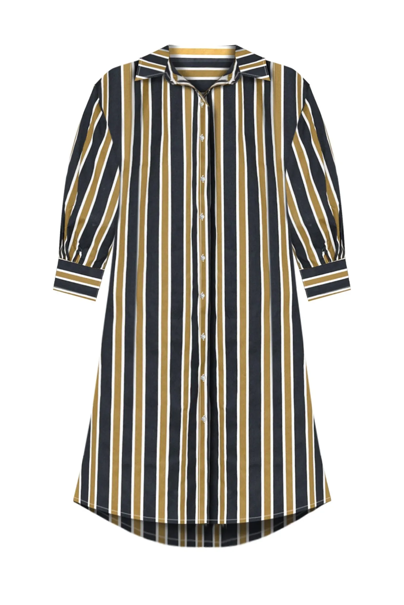 Violeta Navy Stripe Cotton Shirt Dress