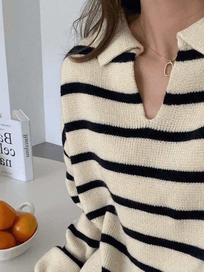 Wenkouban-Spring Casual Outfits Y2K Outfits Vintage Striped Pullover Sweater