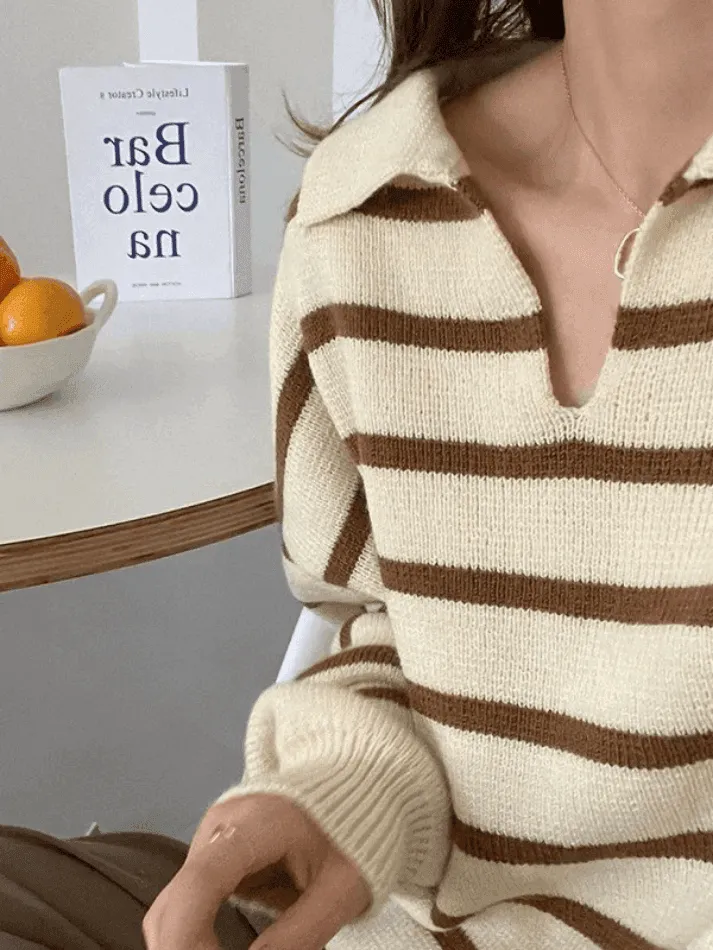 Wenkouban-Spring Casual Outfits Y2K Outfits Vintage Striped Pullover Sweater